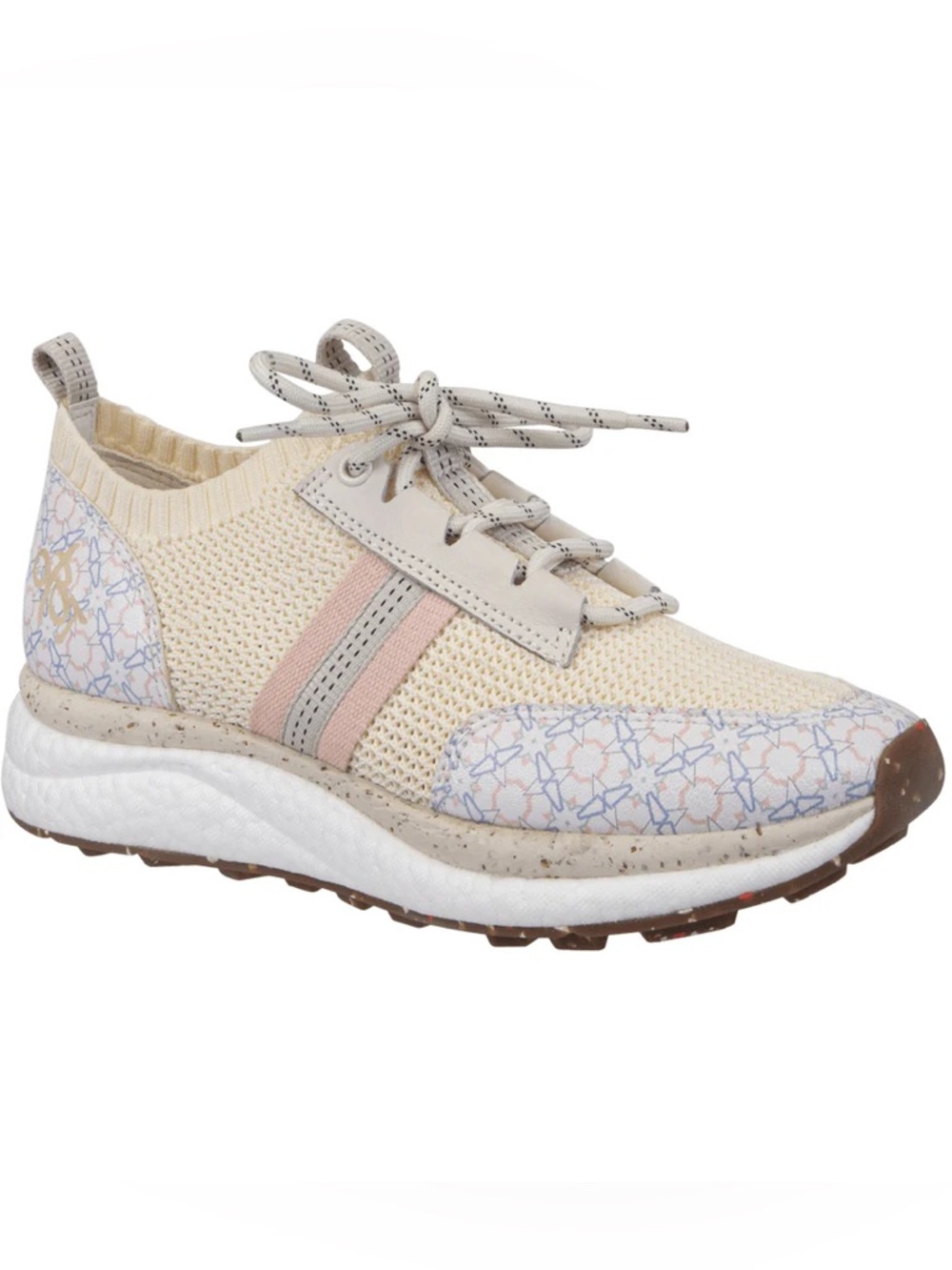 OTBT Speed Sneakers Chamois Print Cream Knit Tennis Shoes Pastel Pink & Blue